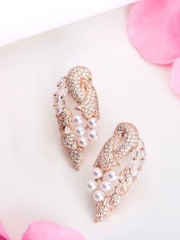 Zavya - Peacock Splendor 925 Sterling Silver Rose Gold-Plated Earring