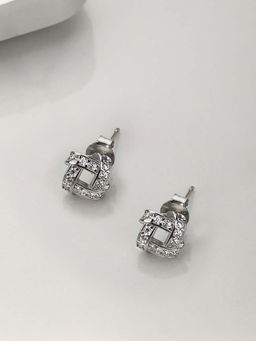 Zavya - Modern Radiance Rhodium-Plated 925 Sterling Silver Square Earrings