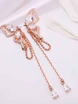 Zavya - Butterfly Serenade 925 Sterling Silver Rose Gold-Plated Butterfly Earrings