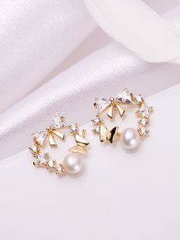 Zavya - Golden Flutter 925 Sterling Silver Gold-Plated Butterfly & Bow Earrings