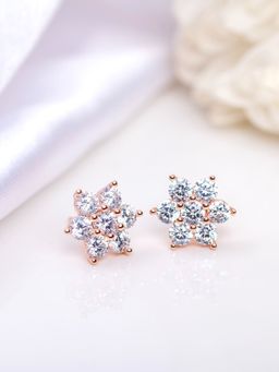 Zavya - Rose Gold Blossoms 925 Sterling Silver Flower Earrings