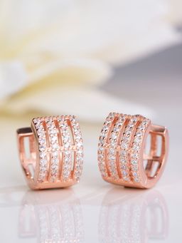 Zavya - Elegant Leaf Pattern Rhodium Plated 925 Sterling Silver Stud Earrings