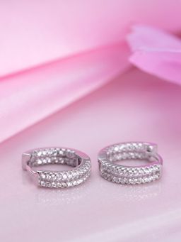 Zavya - Elegant Leaf Pattern Rhodium Plated 925 Sterling Silver Stud Earrings