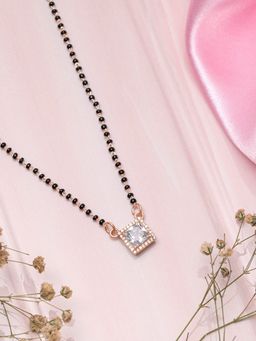 Zavya - Gleaming Vows Rose Gold CZ 925 Sterling Silver Mangalsutra