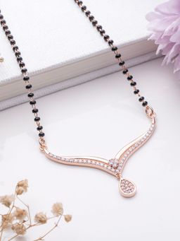 Zavya - Ethereal Blossoms Rhodium-Plated 925 Sterling Silver Mangalsutra