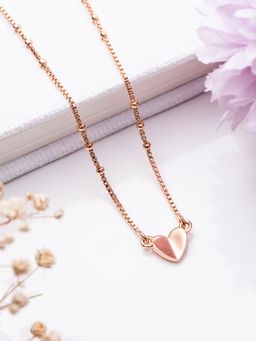 Zavya - Rose Gold Heartbeat 925 Sterling Silver Necklace
