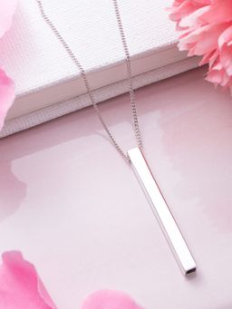 Zavya - Modern Rectangle Radiance Rhodium-Plated 925 Sterling Silver Necklace