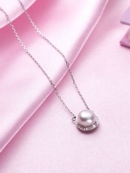 Zavya - Pearl Petal Radiance Rhodium-Plated 925 Sterling Silver Necklace