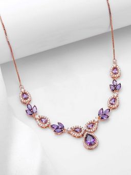 Zavya - Floral Fire CZ Rose Gold-Plated 925 Sterling Silver Jewellery Set
