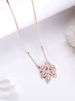 Zavya - Ethereal Elegance 925 Sterling Silver Rose Gold-Plated Leaf Necklace