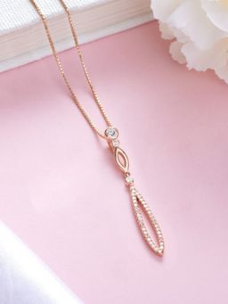 Zavya - Radiant Rose Gold Drop Necklace Elegance in Sterling Silver