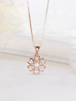 Zavya - Floral Radiance Rose Gold-Plated CZ 925 Sterling Silver Necklace