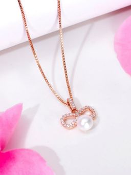 Zavya - Timeless Infinity Pear-CZ Rose Gold-Plated 925 Sterling Silver Necklace
