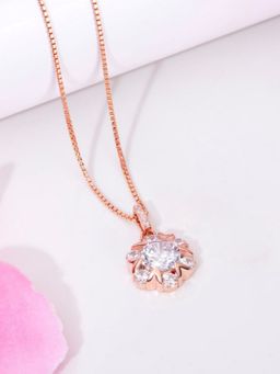 Zavya - Blooms of Elegance Rose Gold-Plated 925 Sterling Silver Flower Necklace