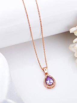 Zavya - Radiant Tears 925 Sterling Silver Rose Gold-Plated Tear Drop Necklace