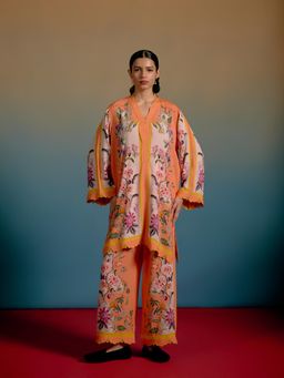 Shetab Kazmi - Flora Floral Orange Co-Ord Set