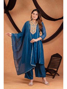 Rizabella - Kashvi Royal Embroidered Kurta with Palazzo and Dupatta