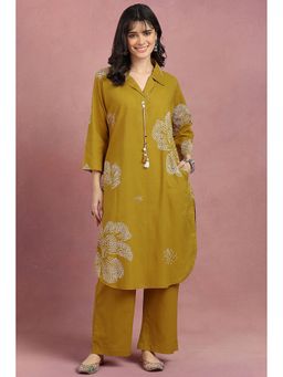 TAHILIYA - Mustard Printed Kurta with Palazzo