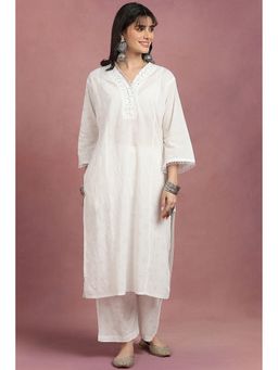 TAHILIYA - White Khari Printed Kurta with Palazzo