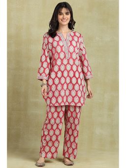 TAHILIYA - Red Sanganeri Hand Block Printed Co-Ord Set
