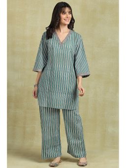 TAHILIYA - Green Sanganeri Hand Block Printed Co-Ord Set