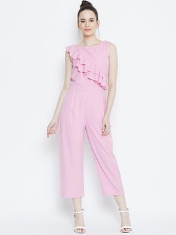 Dodo & Moa - Women Pink Polyester Solid Jumpsuit