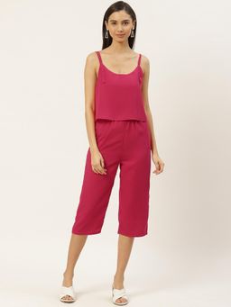 Dodo & Moa - Women Pink Polyester Solid Jumpsuit