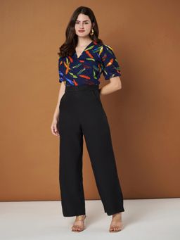 BRINNS - Multicolour Printed V-Neck Puffed Sleeves Basic Jumpsuit