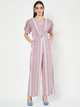 BRINNS - Multi-Color Women Geometric Printed Puffed Sleeves Jumpsuit