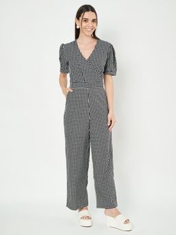 BRINNS - Black Women Printed Puffed Sleeves Jumpsuit