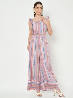 BRINNS - Multi-Color Women Geometric Printed Ruffles Basic Jumpsuit