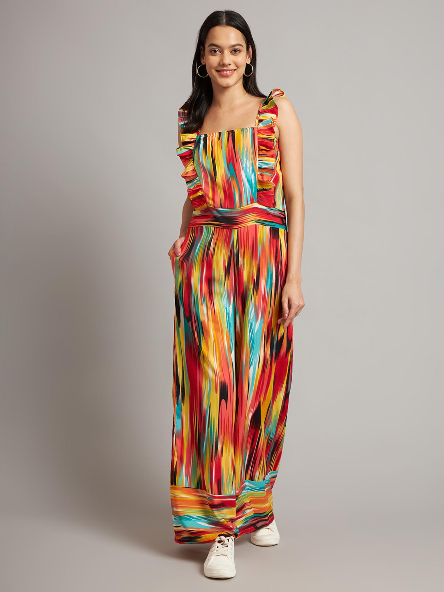 brinns Multi-Color Women Printed Ruffles Basic Jumpsuit-picture-28
