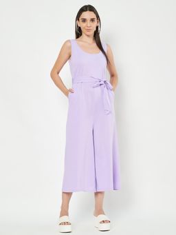 BRINNS - Lavender Round Neck Sleeveless Pure Cotton Jumpsuit with Waist Belt (Set of 2)