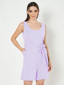 BRINNS - Lavender Round Neck Sleeveless Pure Cotton Playsuit with Waist Belt (Set of 2)