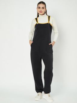 BRINNS - Black Women Shoulder Straps Winter Dungaree