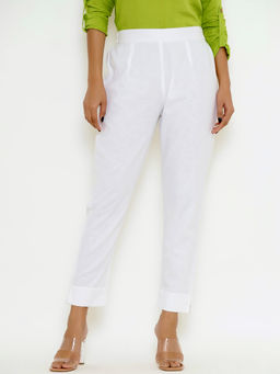 PINKVILLE JAIPUR - White Basic Straight Pants Slit