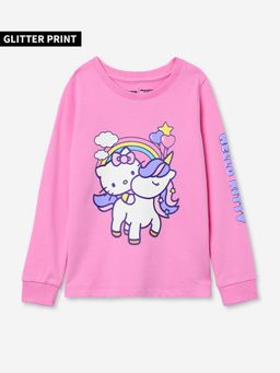 The Souled Store - Official Hello Kitty Unicorn Girls Full Sleeve T-Shirt