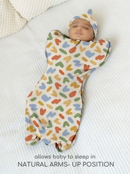 Cocoon Care - Organic Bamboo Arms Up Sleeping Pod for Baby Boys & Girls, Playful Print (0-3 Months)