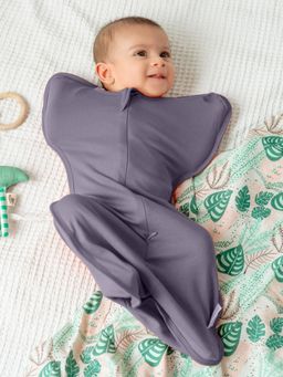 Cocoon Care - Organic Bamboo Arms Up Sleeping Pod for Baby Boys & Girls, Purple (0-3 Months)