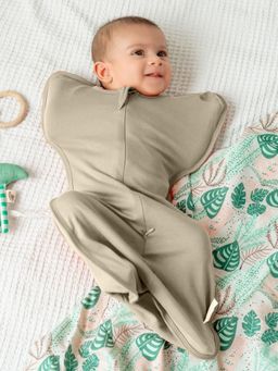Cocoon Care - Organic Bamboo Arms Up Sleeping Pod for Baby Boys & Girls, Brown Rice (0-3 Months)
