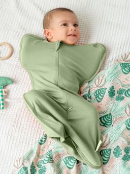 Cocoon Care - Organic Bamboo Arms Up Sleeping Pod for Baby Boys & Girls, Sage Green (0-3 Months)