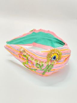 Choko - Krishna Embroidered Hair Band - Pink