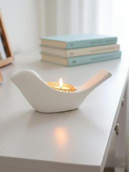 Homearte - Minimalist White Bird Tealight Candle Holder