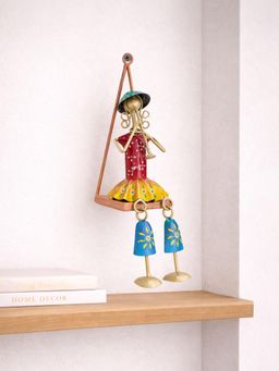 Golden Peacock - Home Handcrafted Tribal Lady Metal Wall Art With Antique Frame