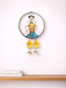 Golden Peacock - Gold-Toned Hand painted Musician Doll Wall Decor