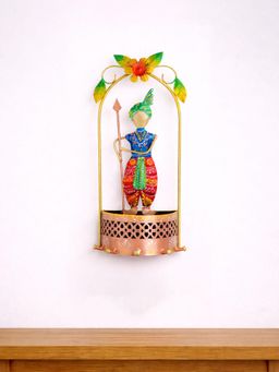 Golden Peacock - Handcrafted Tribal Musician Metal Wall Hanging