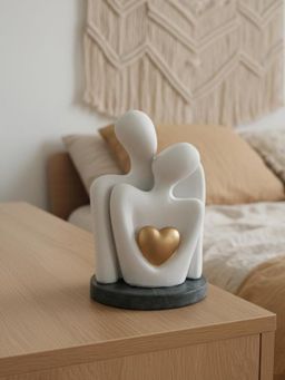 Homearte - Abstract Couple Figurine with Golden Heart