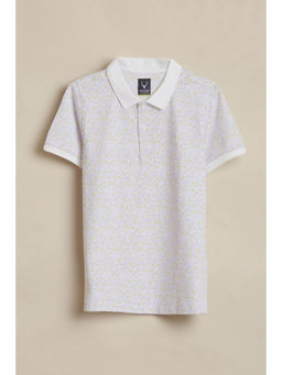 Allen Solly - Boys Purple Print Collar Neck Polo T-Shirt