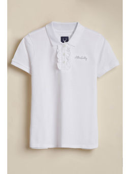 Allen Solly - Girls White Solid Casual Polo T-Shirt