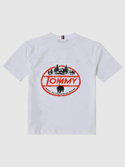 Tommy Hilfiger - Boys White Graphic Relaxed Fit Cotton T-Shirt
